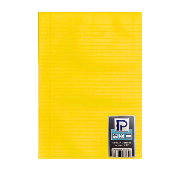 Caiet A4 coperta plastic, 60 file, dictando, PAPERLAND, ALEGE CULOAREA: Galben - 2Papet