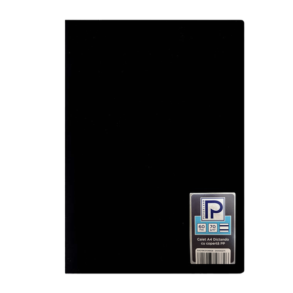 Caiet A4 coperta plastic, 60 file, dictando, PAPERLAND, ALEGE CULOAREA: Negru - 2Papet