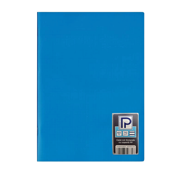 Caiet A4 coperta plastic, 60 file, dictando, PAPERLAND, ALEGE CULOAREA: Albastru - 2Papet