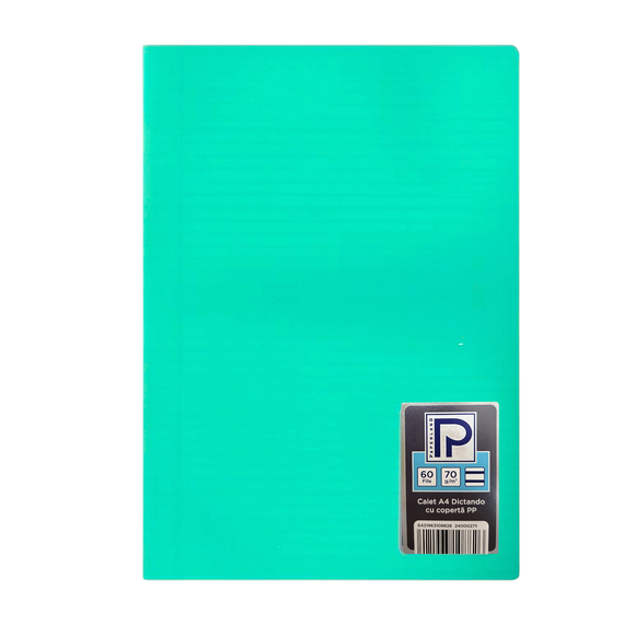 Caiet A4 coperta plastic, 60 file, dictando, PAPERLAND, ALEGE CULOAREA: Turcoaz - 2Papet
