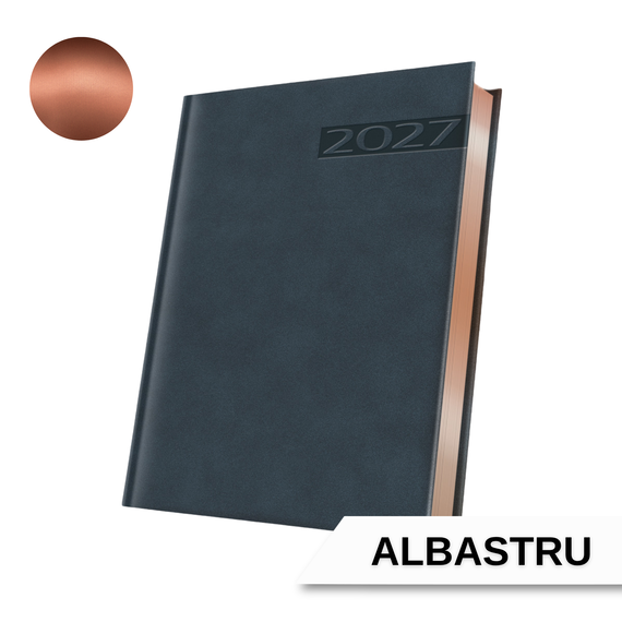 Agenda A5 zilnica, datata 2027, HERLITZ, Premium DeLuxe Teano, ALEGE CULOAREA: Albastru - 2Papet