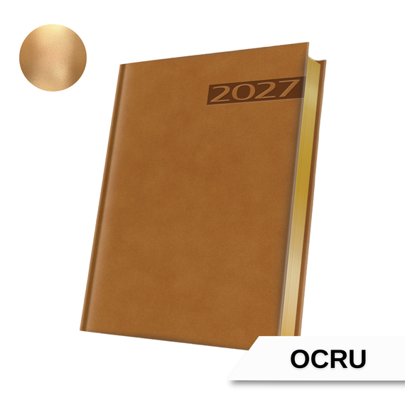 Agenda A5 zilnica, datata 2027, HERLITZ, Premium DeLuxe Teano, ALEGE CULOAREA: Ocru - 2Papet