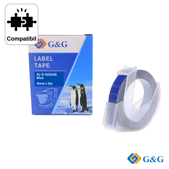 Banda 3D compatibila G&G Blue RL-D-520106, pentru Dymo Omega, 9 mm x 3 m - Papet