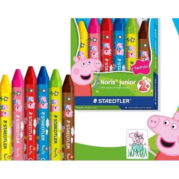 Creioane colorate cerate STAEDTLER Noris Junior Peppa Pig, 6 culori/set - 2Papet