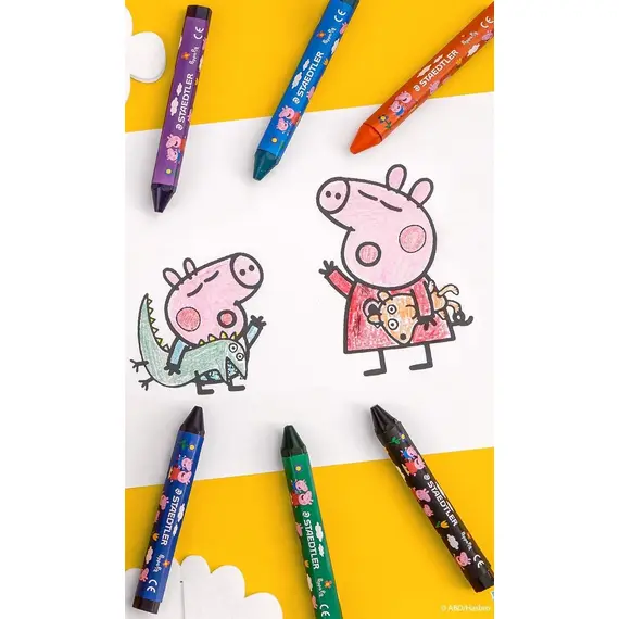 Creioane colorate cerate STAEDTLER Noris Junior Peppa Pig, 6 culori/set - 5Papet