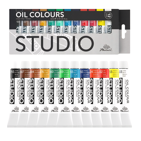 Culori ulei, 12 ml, 12 culori/set, PHOENIX Studio - Papet
