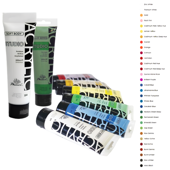 Culoare acrilica, 100 ml, PHOENIX Studio Value Series, ALEGE CULOAREA: Vermilion - Papet