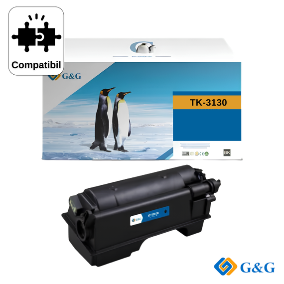 Cartus toner compatibil G&G Black TK-3130, pentru Kyocera FS-4200DN, 25.000 pagini - Papet