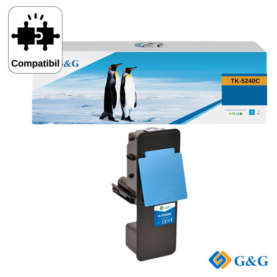 Cartus toner compatibil G&G Cyan TK-5240C, pentru Kyocera M5526CDN, 3.000 pagini - Papet