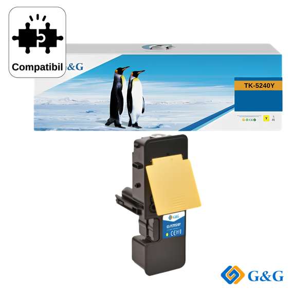 Cartus toner compatibil G&G Yellow TK-5240Y, pentru Kyocera M5526CDN, 3.000 pagini - Papet