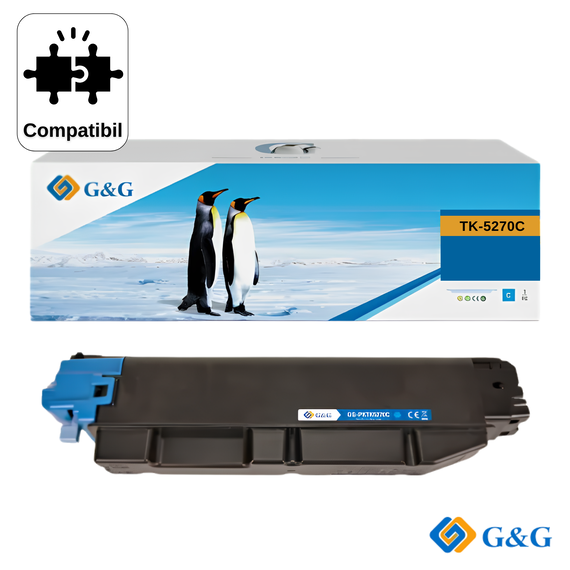 Cartus toner compatibil G&G Cyan TK-5270C, pentru Kyocera ECOSYS M6230CIDN, 6.000 pagini - Papet
