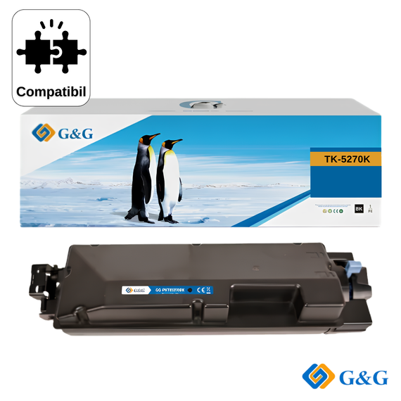 Cartus toner compatibil G&G Black TK-5270K, pentru Kyocera ECOSYS M6230CIDN, 8.000 pagini - Papet