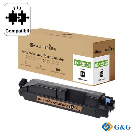 Cartus toner compatibil G&G Black TK-5280K, pentru Kyocera ECOSYS P6235CDN, 13.000 pagini - Papet