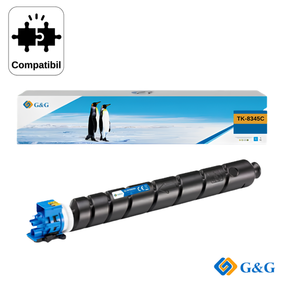 Cartus toner compatibil G&G Cyan TK-8345C, pentru Kyocera Taskalfa 2552CI, 12.000 pagini - Papet