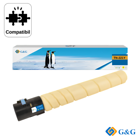 Cartus toner remanufacturat G&G Yellow TN-221Y, pentru Konica Minolta Bizhub C227, 21.000 pagini - Papet