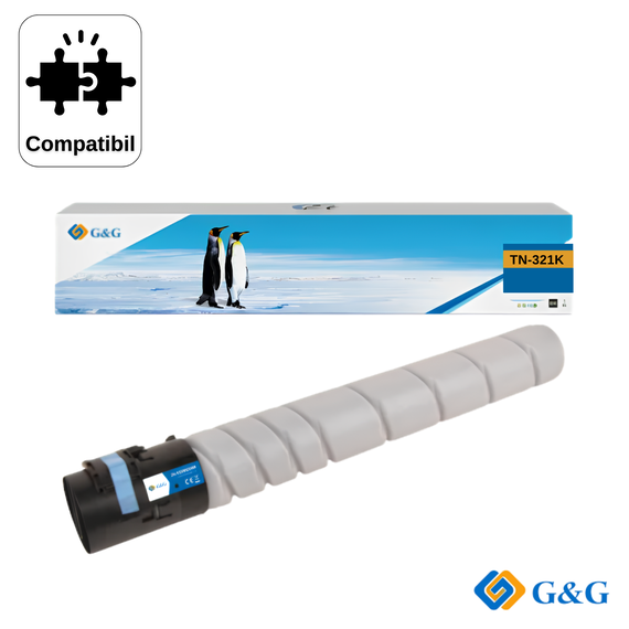 Cartus toner remanufacturat G&G Black TN-321K, pentru Konica Minolta Bizhub C224E, 27.000 pagini - Papet
