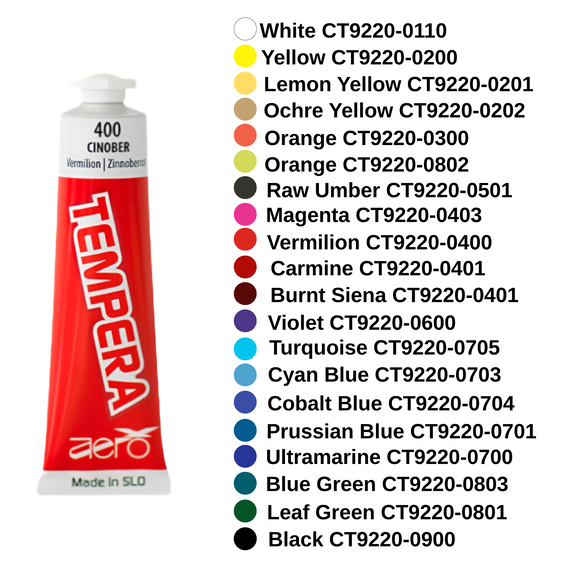 Culori tempera, tub 42 ml, AERO, ALEGE CULOAREA: Yellow Ochre - Papet