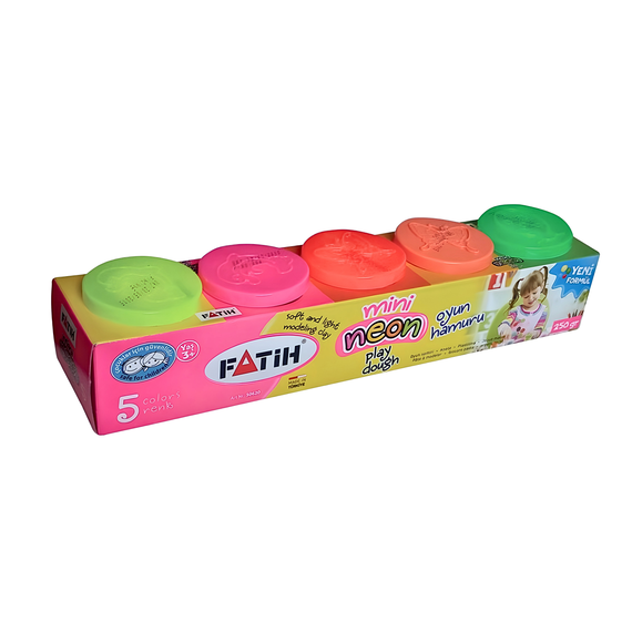 Plastilina usoara FATIH Dough Neon, 5 culori/set, 250 g - Papet