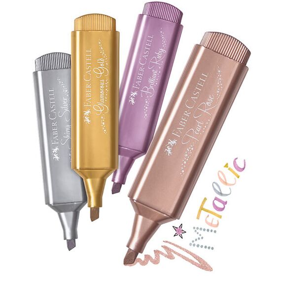 Textmarker Metallic 1546, 6 buc/set, FABER-CASTELL Sparkling - 2Papet