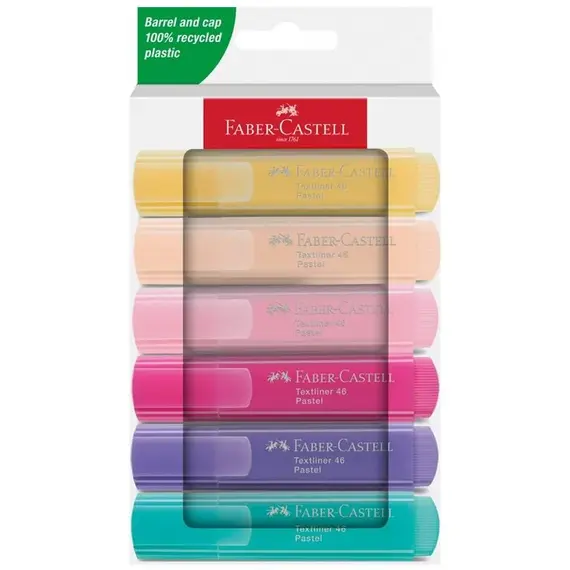 Textmarker FABER-CASTELL Pastel 1546, 6 buc/set - Papet
