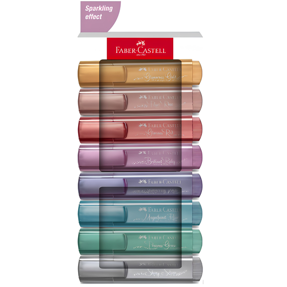 Textmarker Metallic 1546, 8 buc/set, FABER-CASTELL Sparkling - Papet