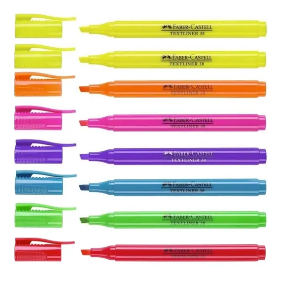 Textmarker 38, culori fluorescente, 8 buc/set, FABER-CASTELL - 2Papet