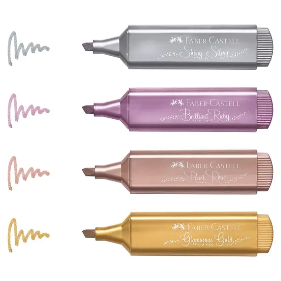 Textmarker Metallic 1546, 4 buc/set, FABER-CASTELL Sparkling - 2Papet