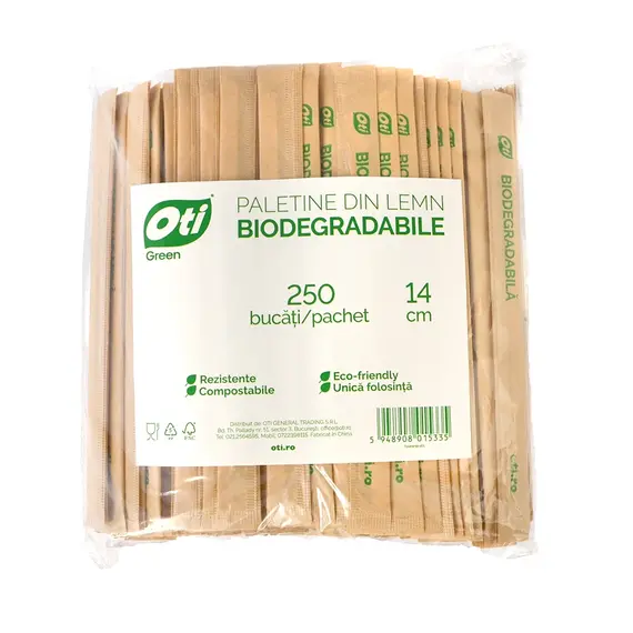 Paletine pentru cafea, biodegradabile din lemn, 250 buc/set, OTI Green - 2Papet