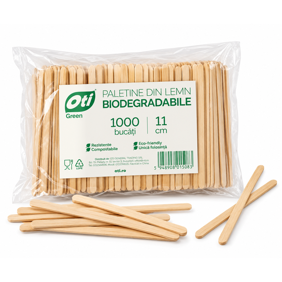 Paletine pentru cafea, biodegradabile din lemn, 1000 buc/set, OTI Green - Papet