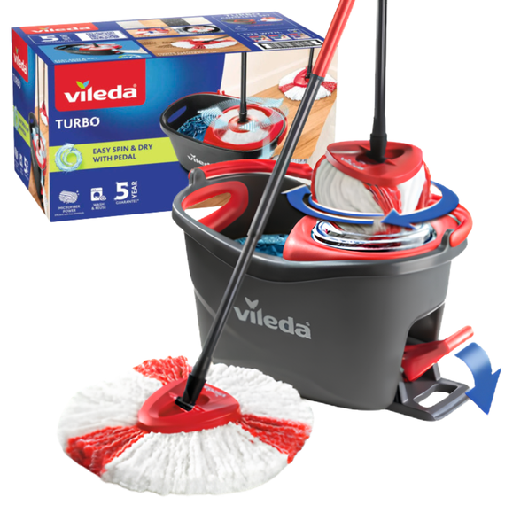 Set galeata cu storcator, mop si maner, VILEDA Turbo Easy Wring - Papet