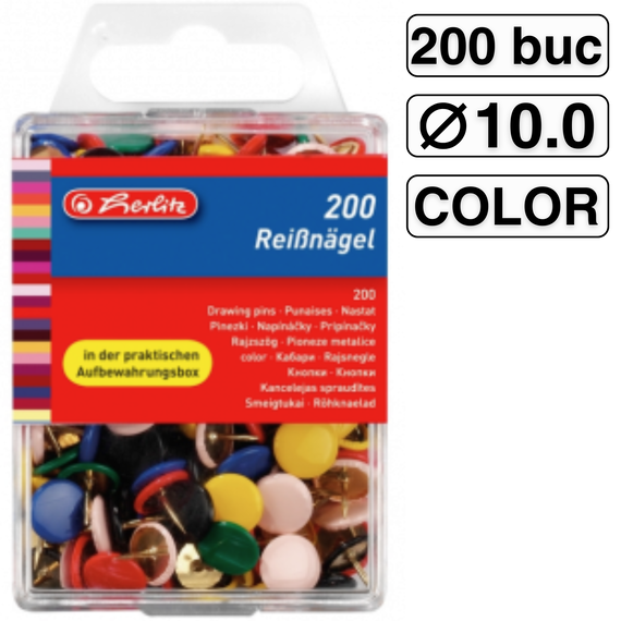 Pioneze color, 200 buc/cutie, HERLITZ - Papet