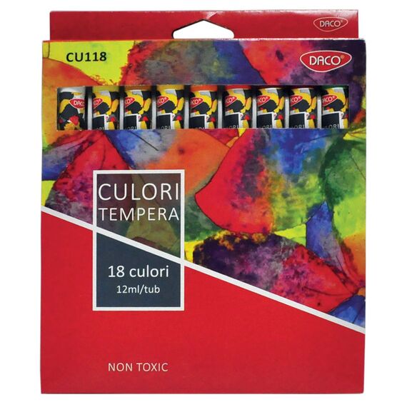 Culori tempera, tub 12 ml, 18 culori/set, DACO - 2Papet
