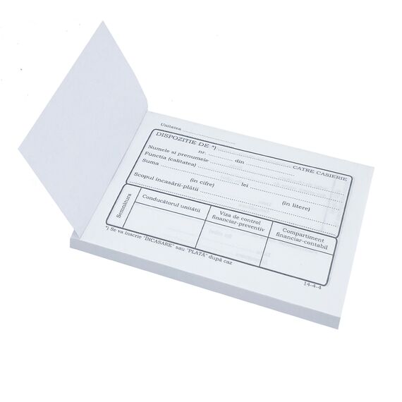 Dispozitie de plata/incasare catre casierie, A6, 100 file/set - 2Papet