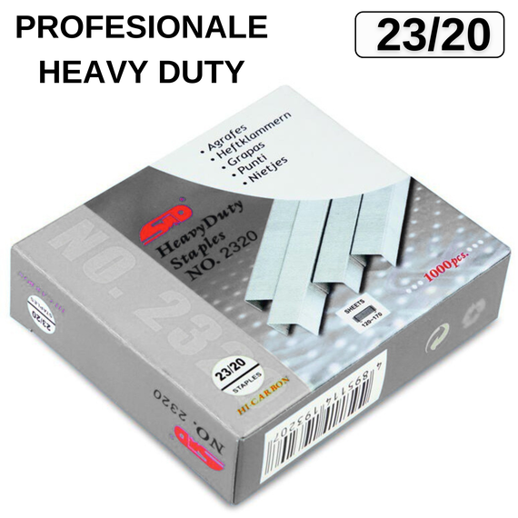 Capse 23/20, 1000 buc/cutie, STD Heavy Duty - Papet
