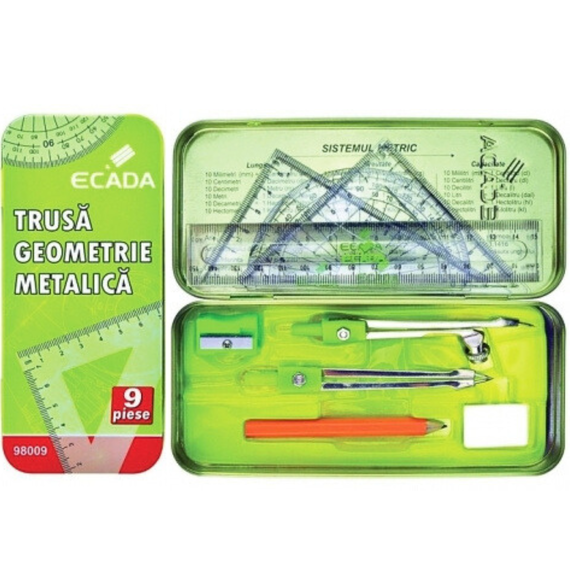 Trusa Geometrie in cutie metalica ECADA - Papet