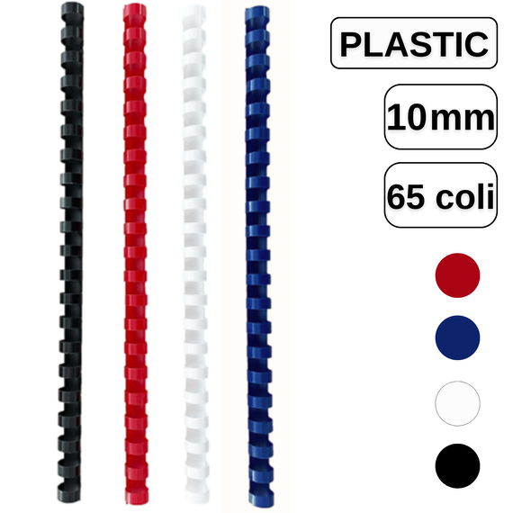 Inele din plastic pentru indosariere, 10 mm, capacitate de legare 65 coli - Papet