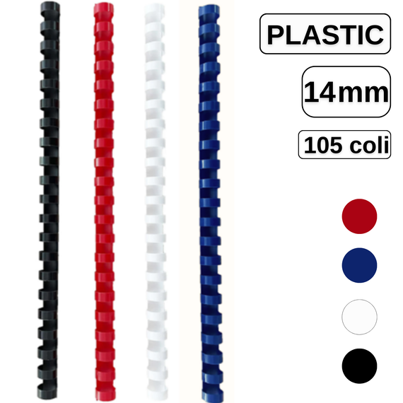 Inele din plastic pentru indosariere, 14 mm, capacitate de legare 105 coli - Papet