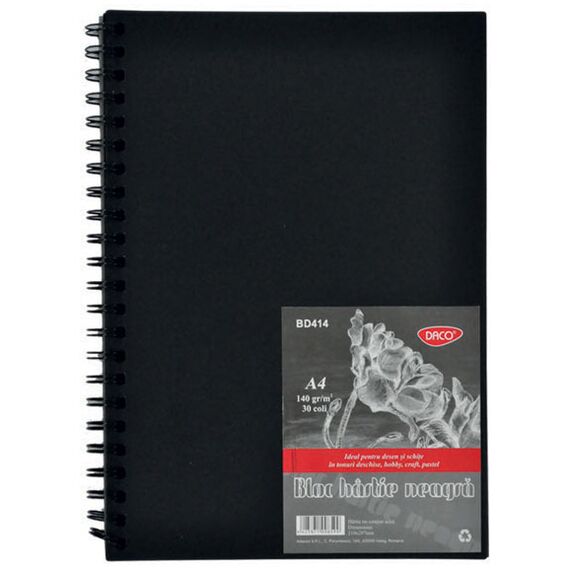 Bloc A4 hartie neagra 140gr, 30 file Daco BD414 - Papet