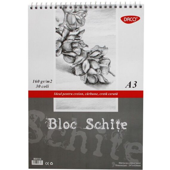 Bloc Schite A3, 160g/mp, 30 file, DACO - Papet