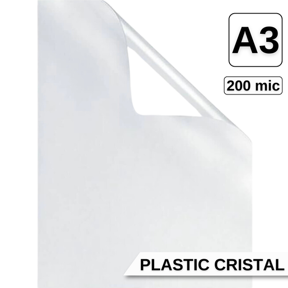 Coperti plastic transparent, A3, 200 microni, cristal, ARGO, 100 coli/top - Papet