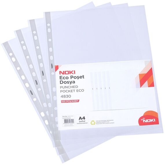 File protectie transparente, 40 microni, 100 buc/set, A4, NOKI - 2Papet