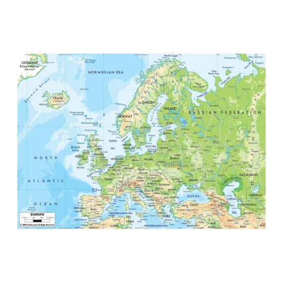 Plansa harta fizica si politica a Europei A4, fata-verso, ARHI DESIGN - 2Papet