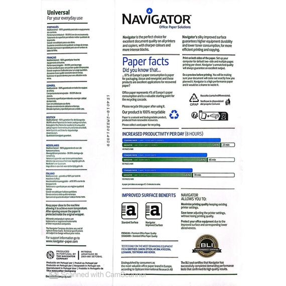 Hartie NAVIGATOR Universal, A4, 80g/mp, 500 coli/top - 2Papet