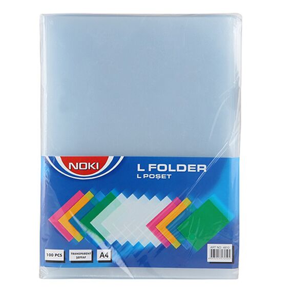 File protectie transparente deschiderea in "L", 70 microni, 100 buc/set, A4, NOKI - 2Papet