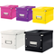 Cutie depozitare medie 260 x 260 x 240 mm, forma CUB cu manere si capac, LEITZ Click&Store, ALEGE CULOAREA: Alb - Papet