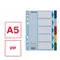 Separatoare plastic A5, 5 culori/set, ESSELTE - 3Papet